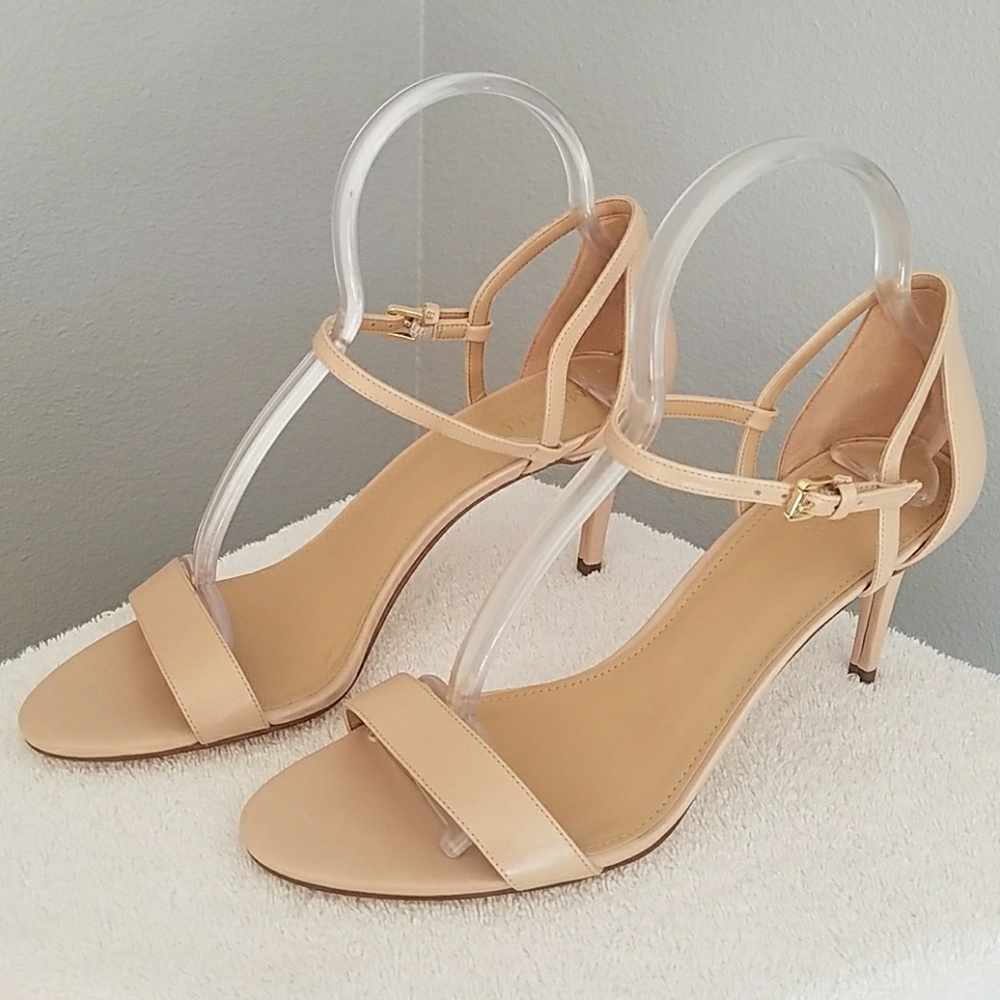 Michael Kors Nude Beige Strappy Kitten Heel Sandals